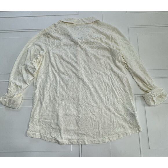 Eddie Bauer Outdoor Cream 1/4 Button Down Size XL Semi Sheer Pattern - Picture 4 of 7